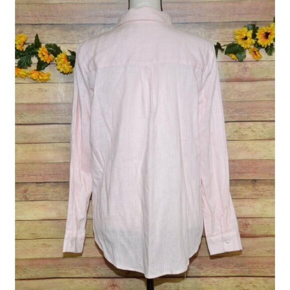 NWT Mi Ami Pink Viscose Linen Blend Long Sleeve Dress Button Up Top Shirt Size M - Picture 4 of 8
